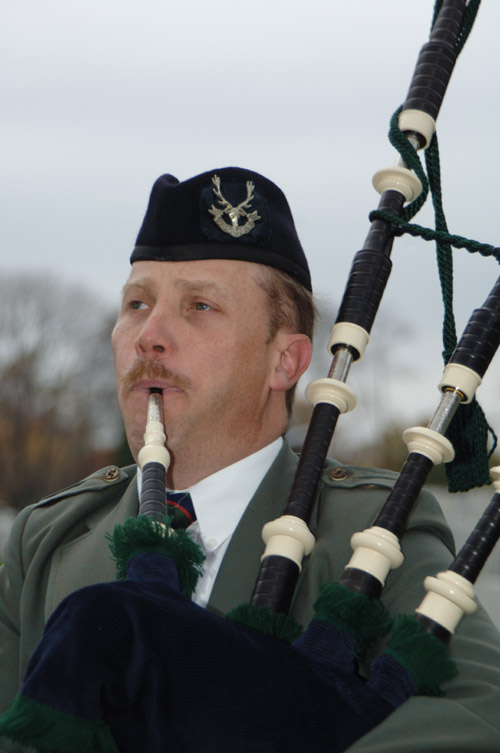 Professional bagpiper Paul Cora bagpiping popular tunes on his bagpipes